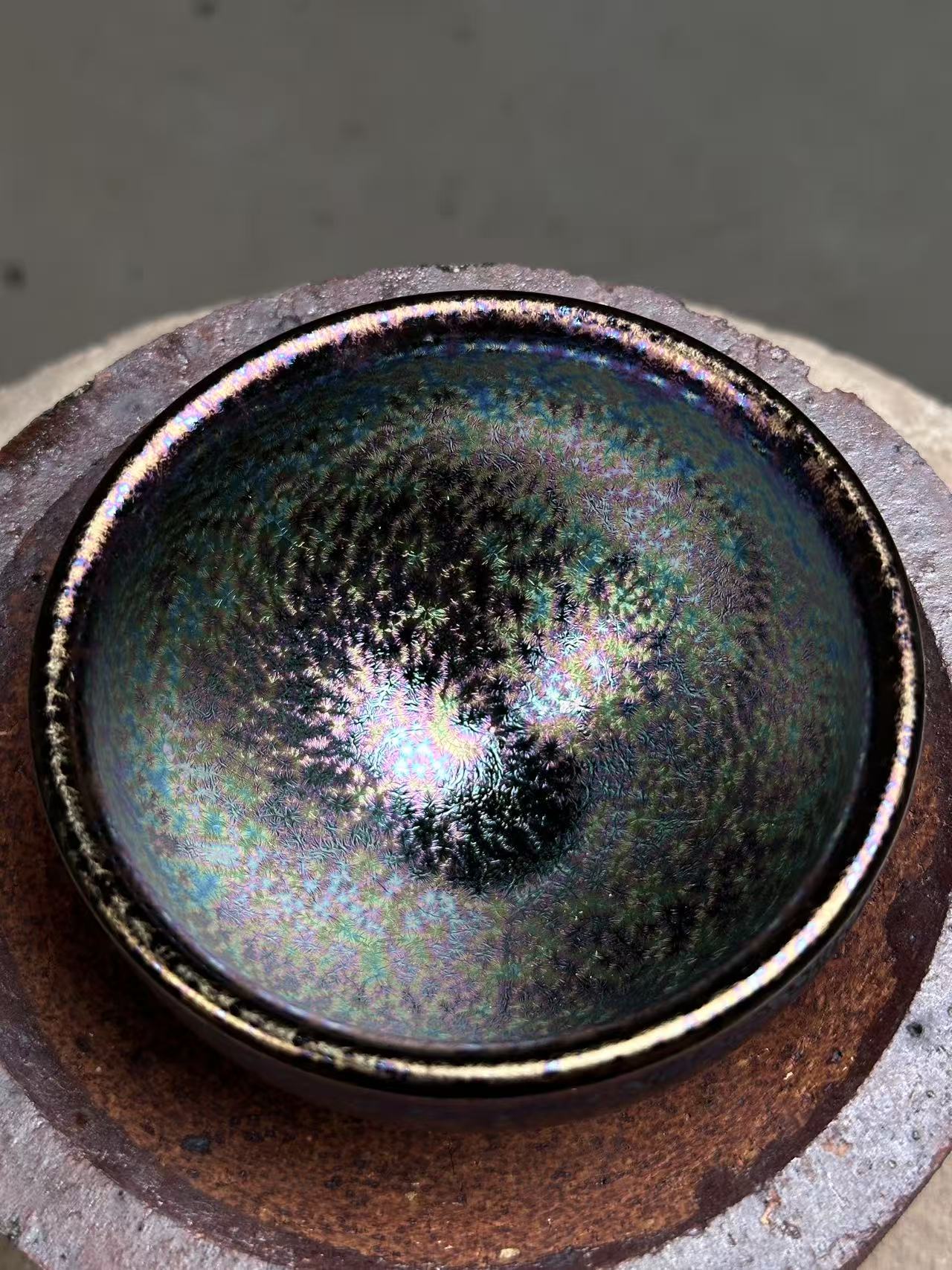 纯手工 建窑建盏  龙窑柴烧  七彩油滴