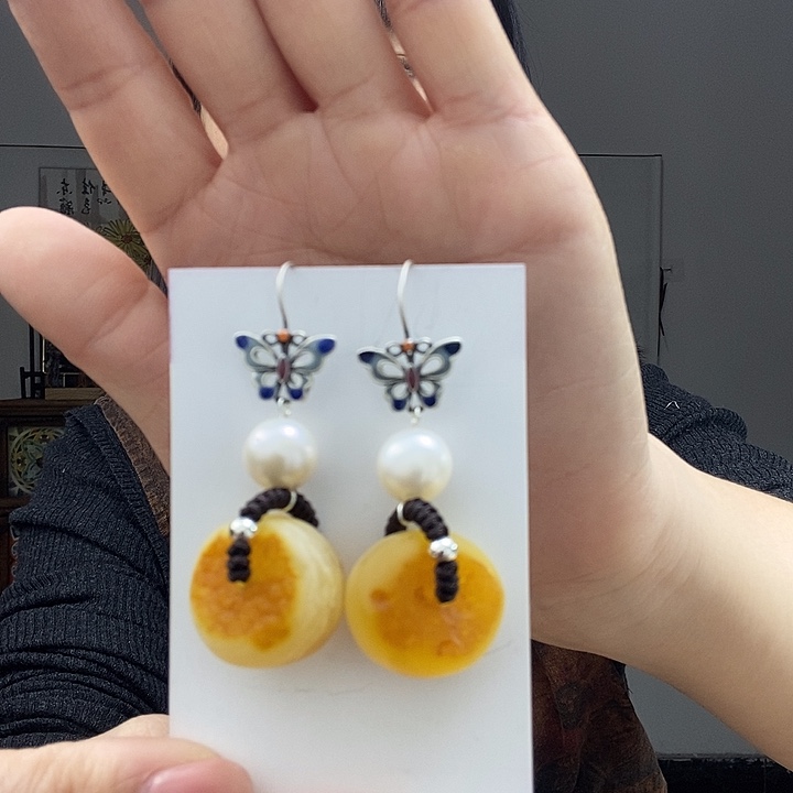 蜜蜡耳饰未镶嵌耳饰