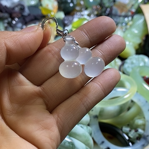 岫玉耳环银S925镶嵌多样性发货