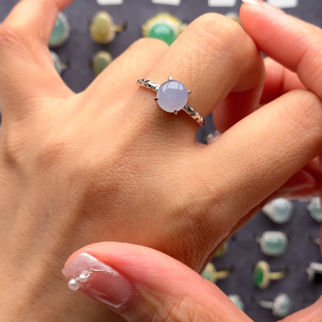 翡翠银S925镶嵌颈饰戒指