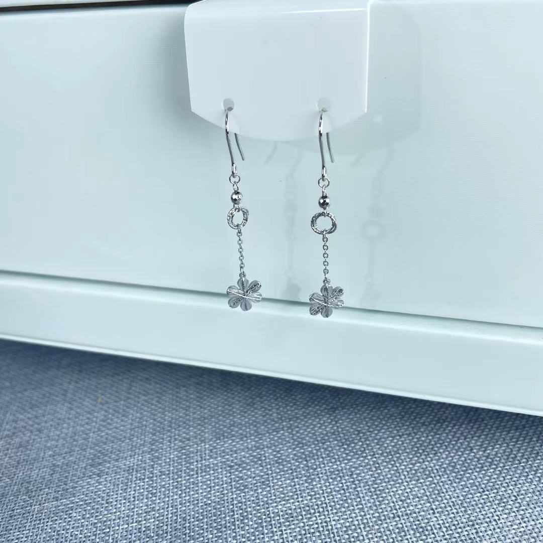 PT950 铂金耳饰 亮闪花形耳钩 气质百搭 长约5.1cm  S 11060