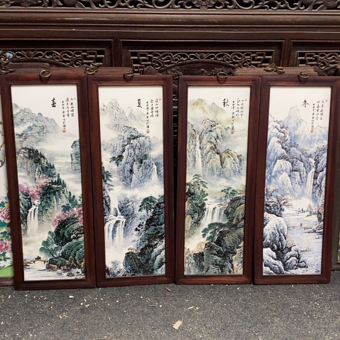 瓷55*21*4 景德镇瓷板画柴窑烧制