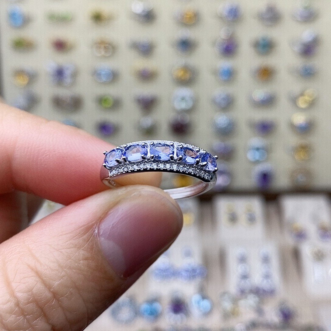 坦桑石戒指银S925镶嵌需要证书备注