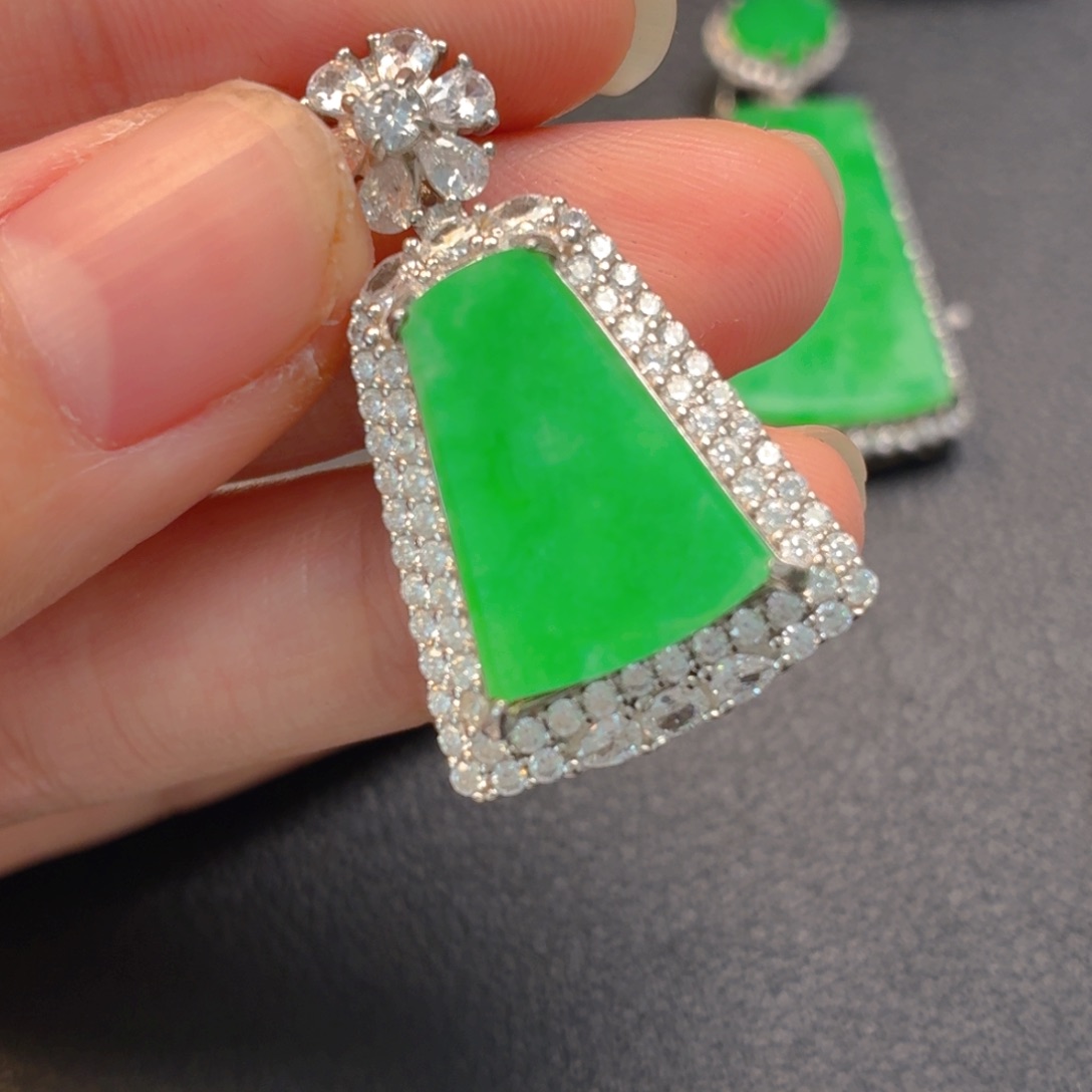 翡翠银S925镶嵌吊坠(不含链)