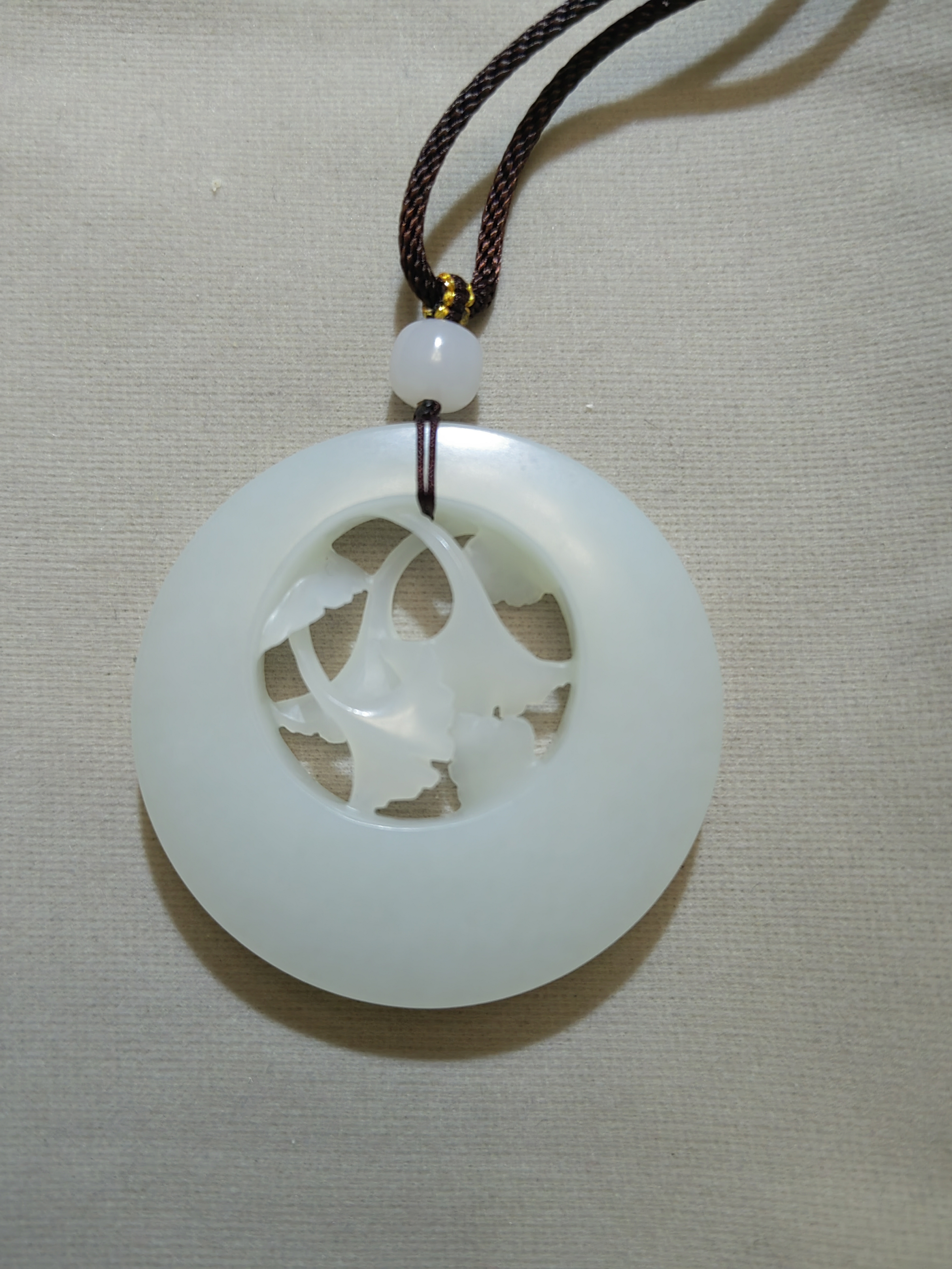 （苏州合玉堂）新疆和田玉白玉银杏叶挂件，迎接幸福，幸好有你