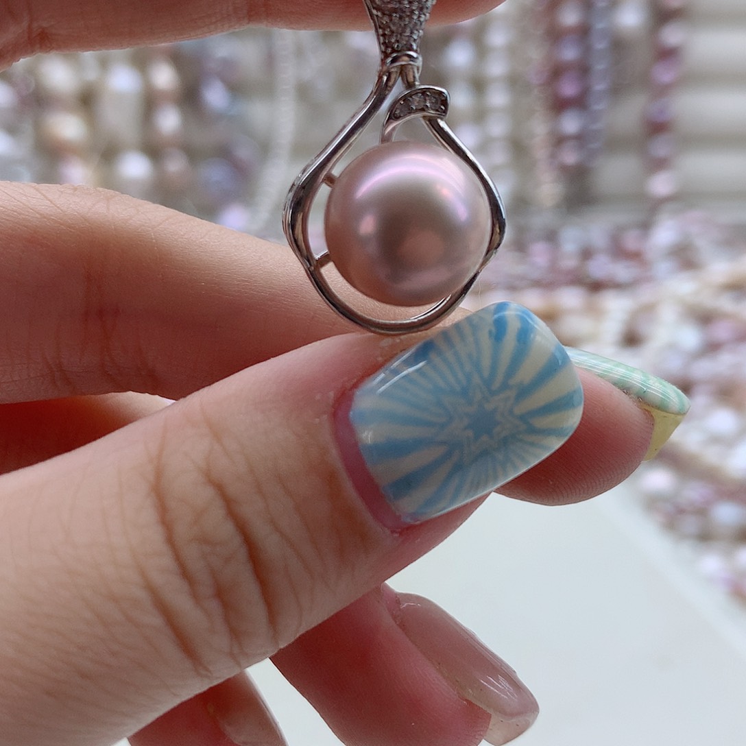 吊坠(不含链)银S925镶嵌淡水珍珠