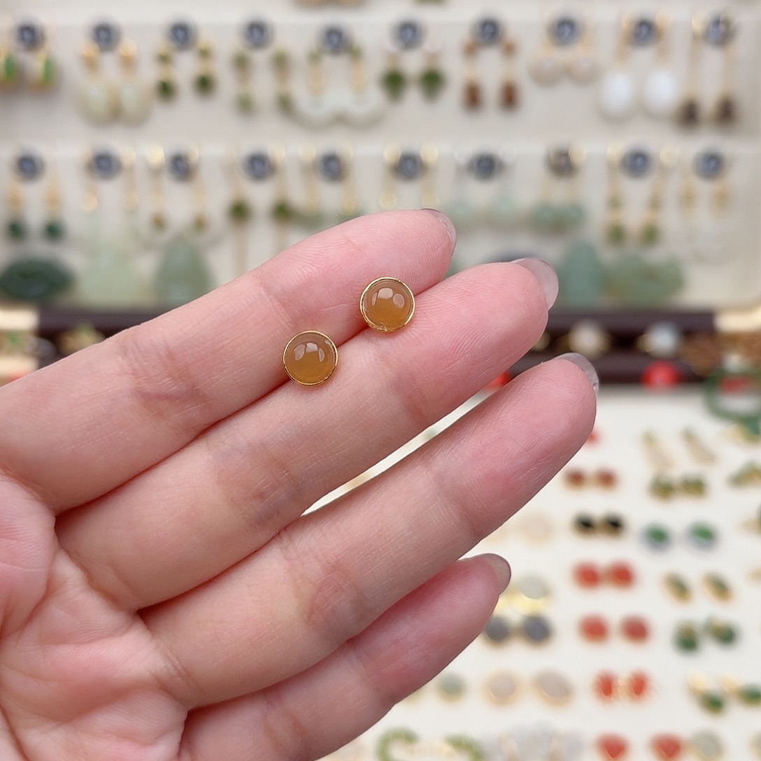 银S925镶嵌和田玉耳饰