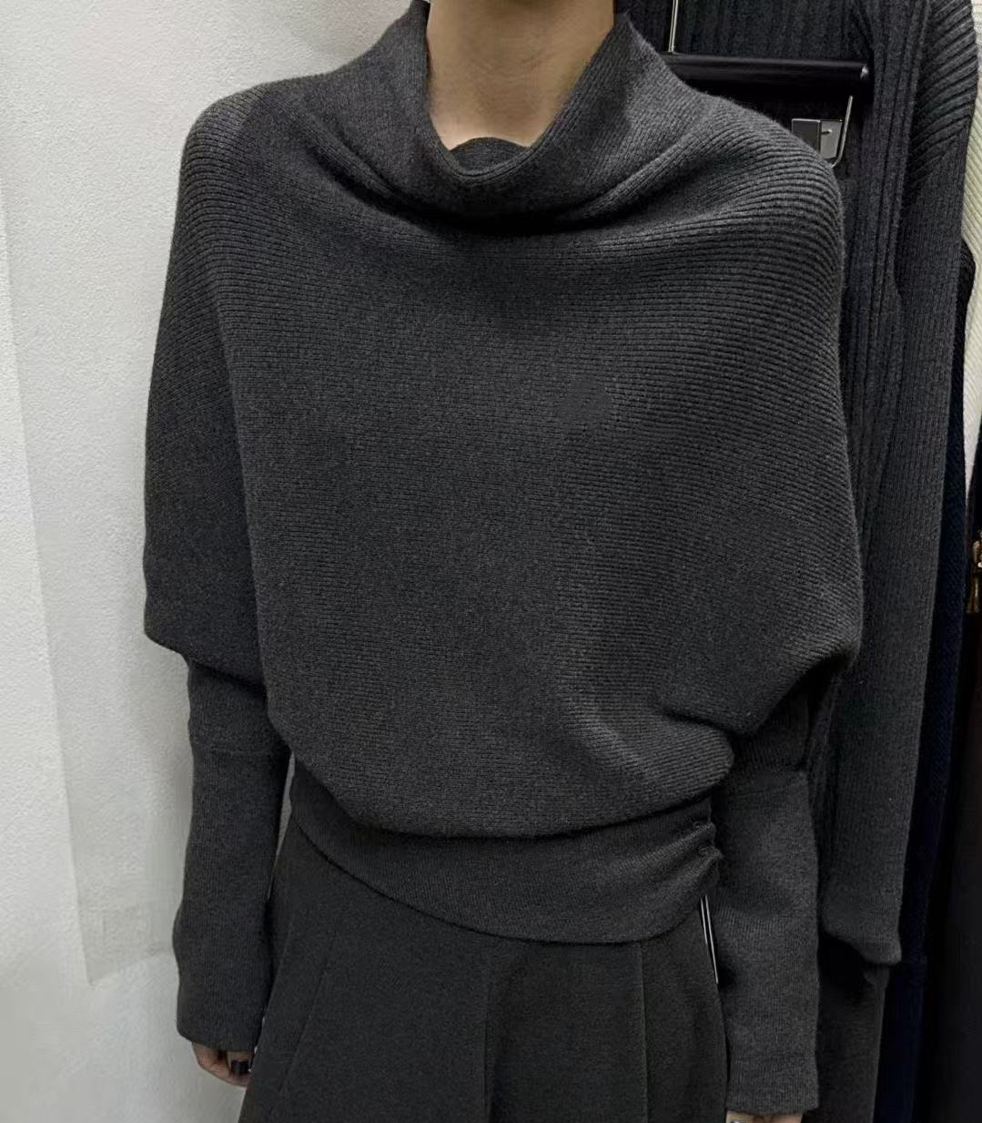 【新品】堆堆领 小蝙蝠显瘦袖针织上衣