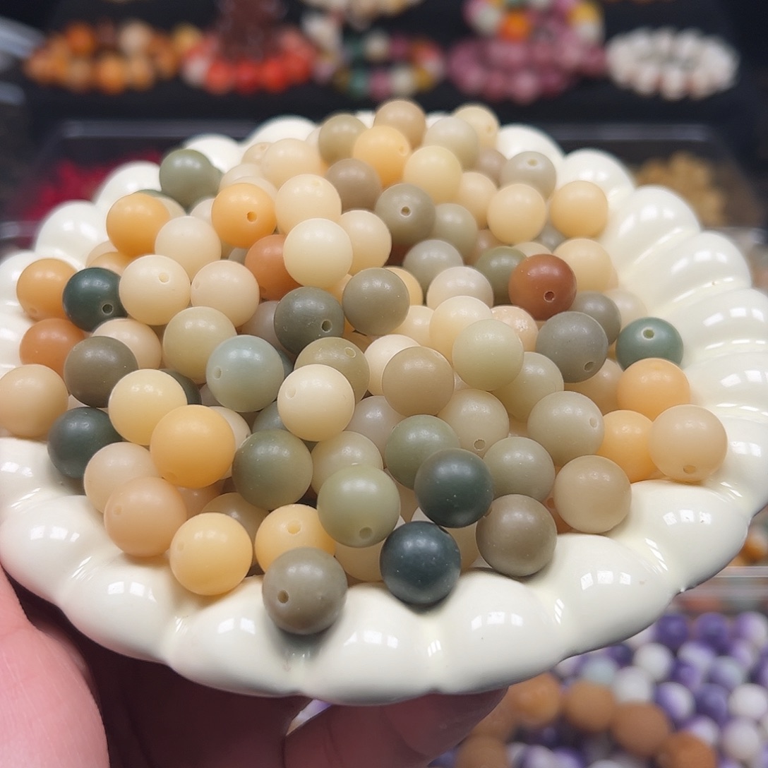 菩提根/象牙果手串110颗12尺寸圆过原色圆珠