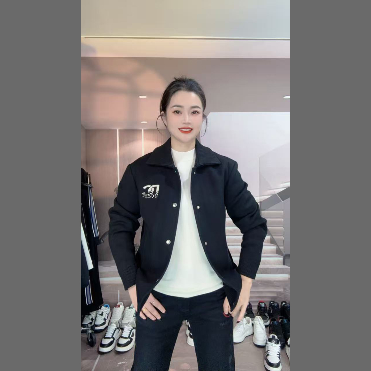 【华尔街甄选】绵羊毛高端休闲男士黑白时尚潮流冬季格纹百搭1208