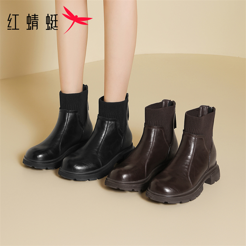 红蜻蜓休闲鞋冬季穿搭女士马丁靴今年冬季轻便经典爆款居家休闲