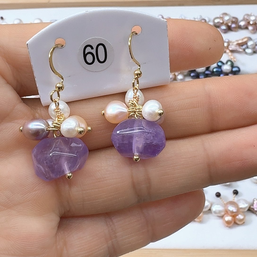 银S925镶嵌淡水珍珠耳饰