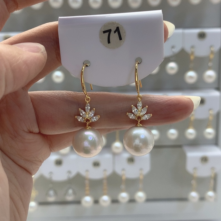 淡水珍珠耳饰银S925镶嵌