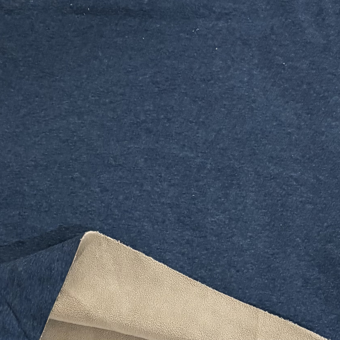 麻蓝色棉面奥粒绒面料两米