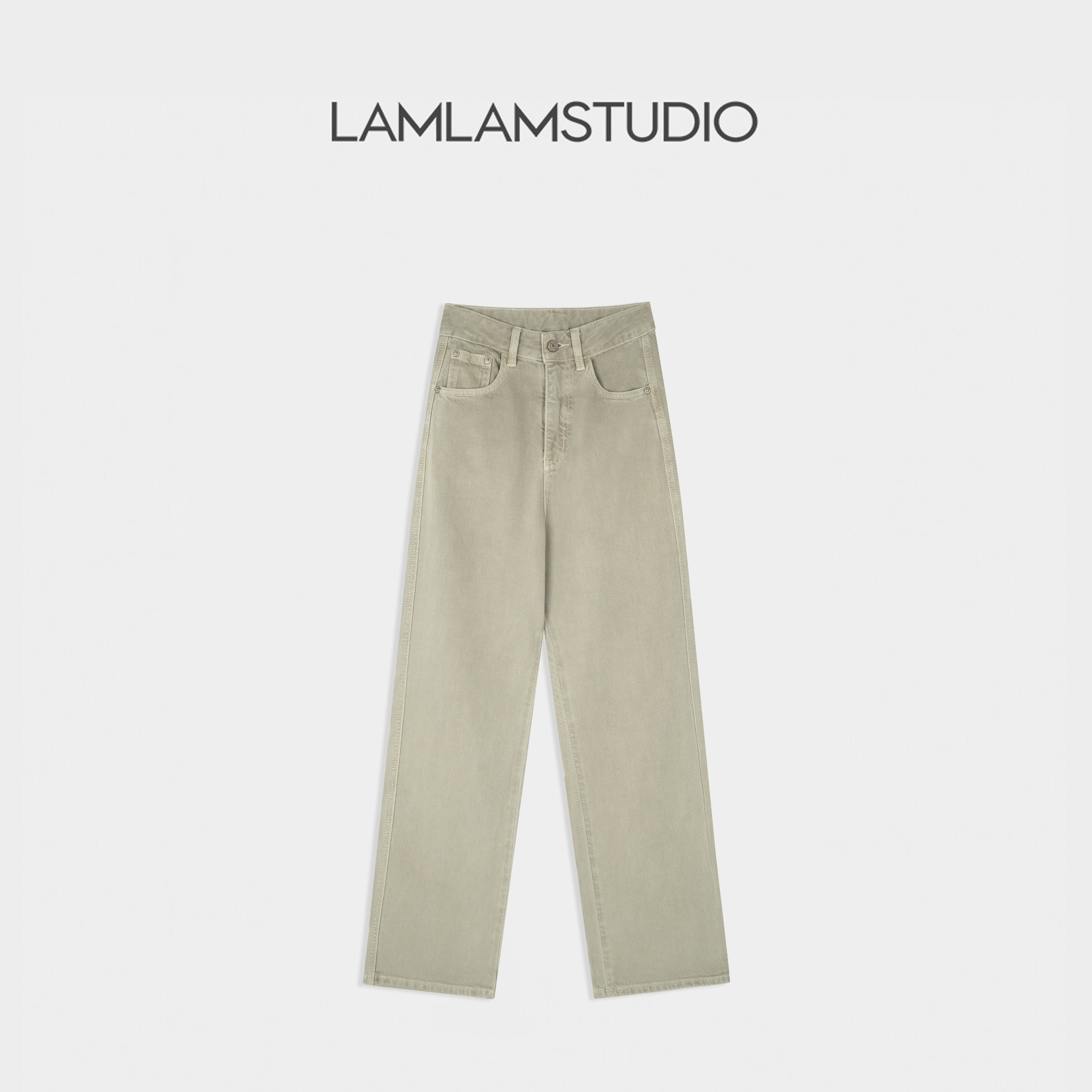 LAMLAM 张一琳 “褐调闲棕”牛仔裤高腰时尚简约百搭休闲裤L252385N