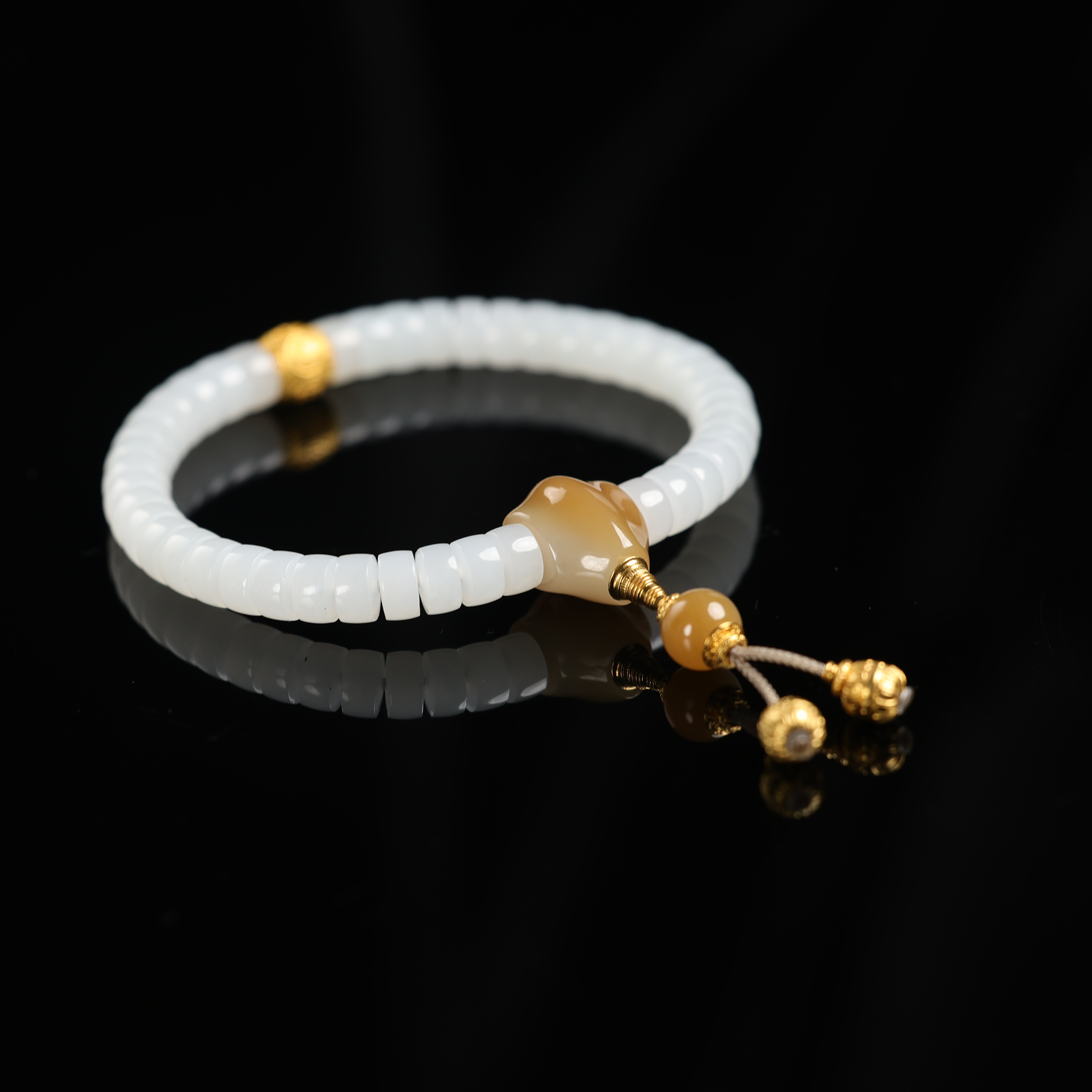 "一程"传承级臻品和田玉顶俄高白白玉直切隔片手串