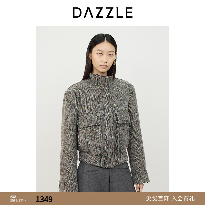 DAZZLE地素棉服羊毛棉人字纹夹克2I4H2201E
