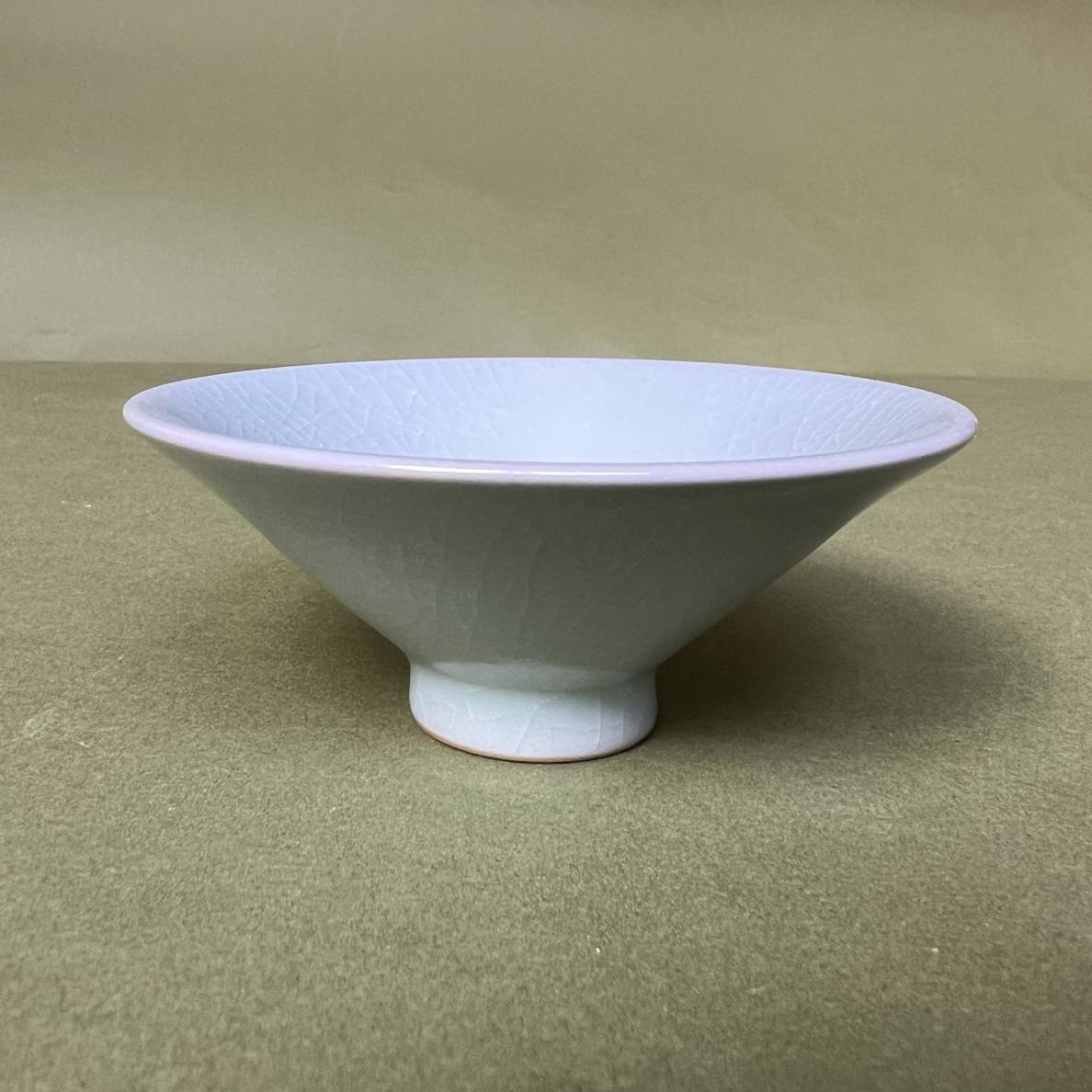 清凉寺原矿汝瓷天青釉斗笠杯开片主人杯