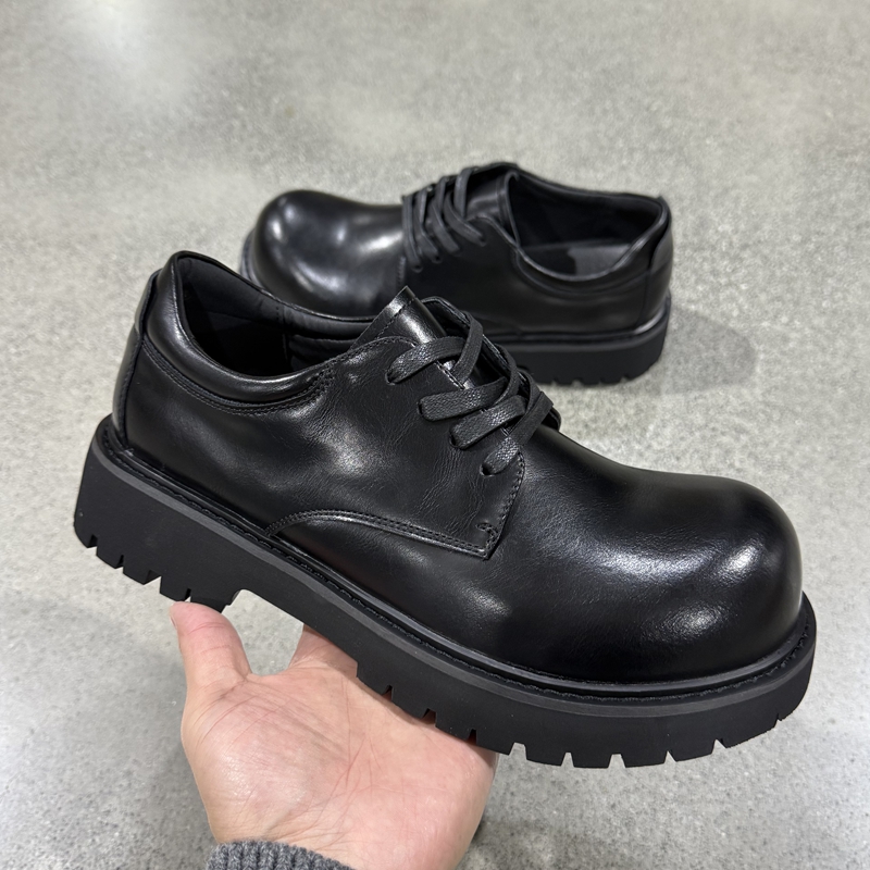 《3.0升级版》秋款厚底增高英伦风德比鞋圆头休闲皮鞋大头德比男鞋