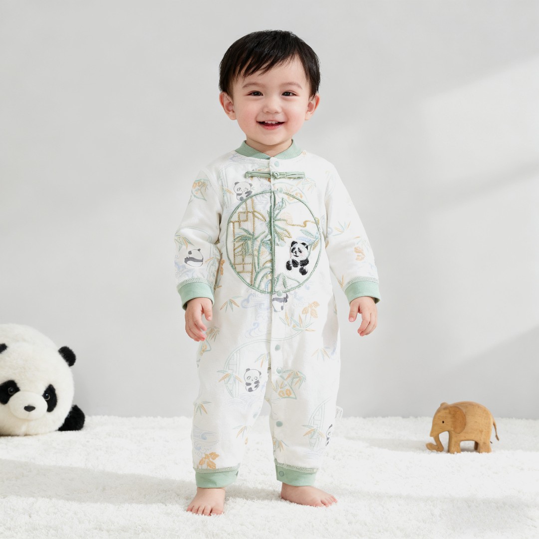 【国风新中式】婴幼儿纯棉长袖连体衣春秋冬四季款男女宝宝哈衣爬服