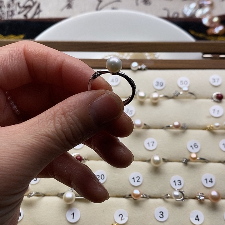 颈饰银S925镶嵌淡水珍珠淡水珍珠戒指宝儿