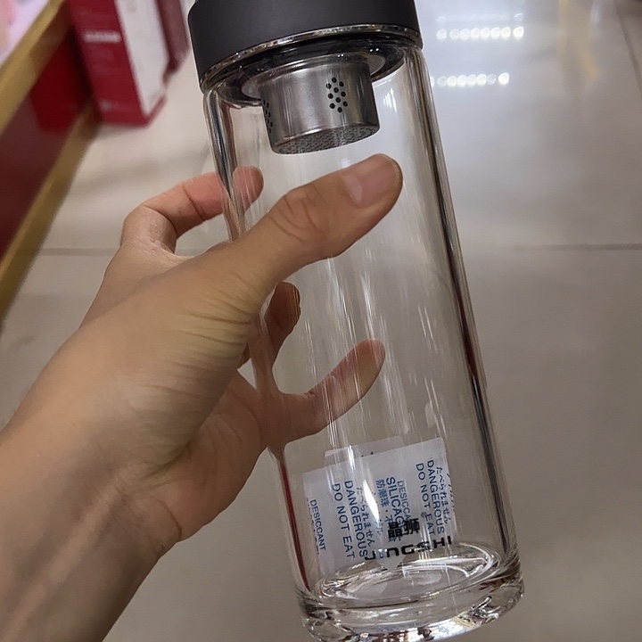 晶单层烫手玻璃杯500哑光灰色➕杯套