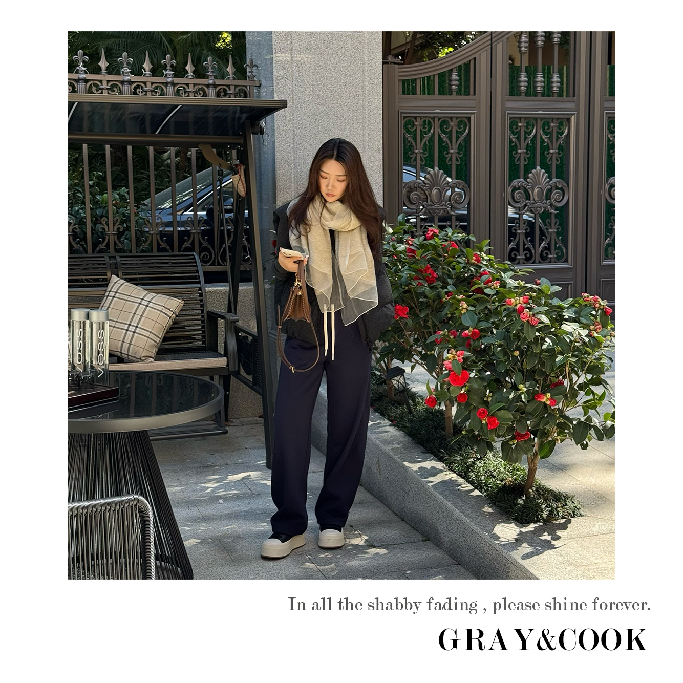 GRAY&COOK【惬意】窄版直筒微弯刀裤加绒加厚裤子垂感休闲裤ZC0005