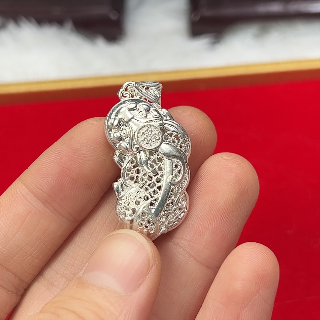 足银足银花丝手工吊坠