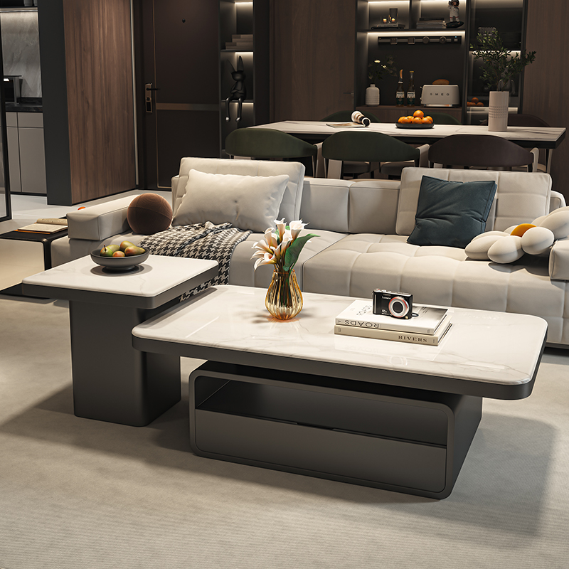 长方形岩板茶几轻奢现代简约意式极简高级感客厅家用大小户型创意