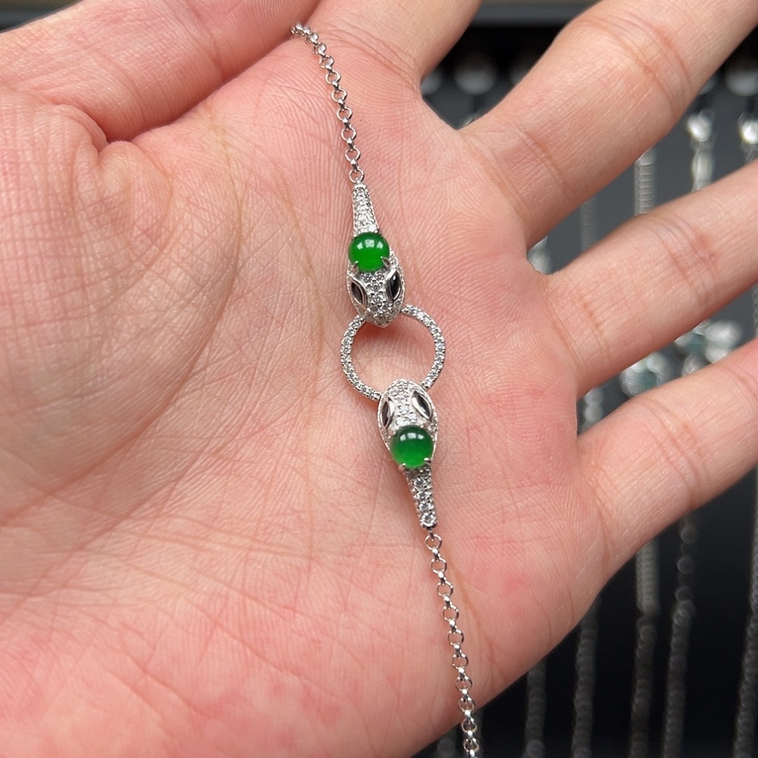 翡翠银S925镶嵌手链