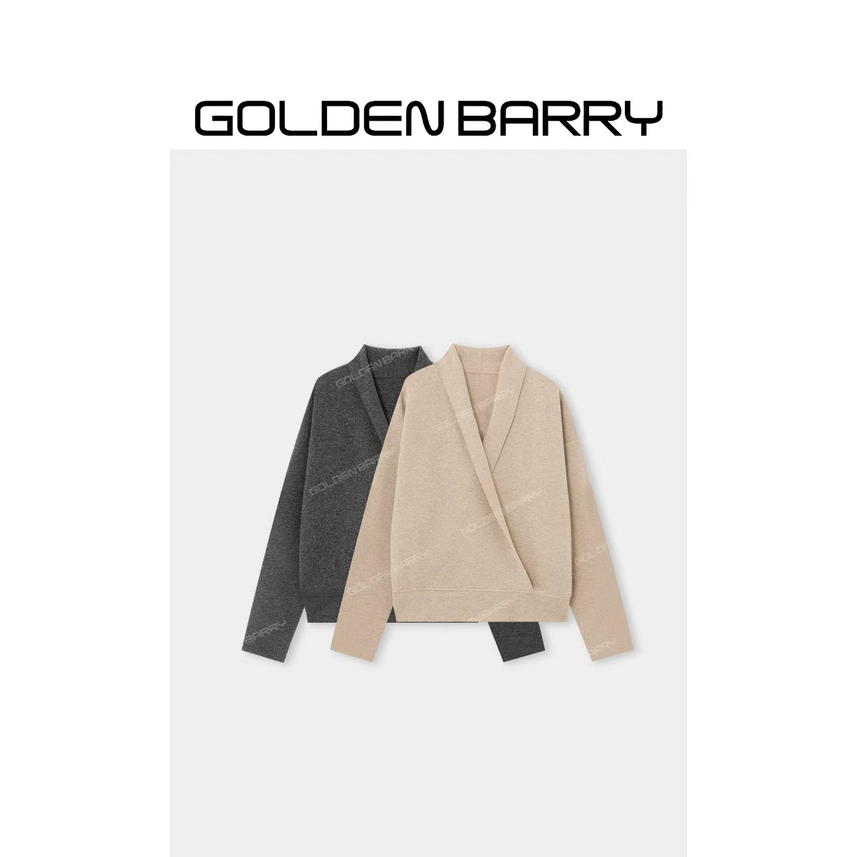 |243152“柔韵衫”交叉叠领气质羊绒衫