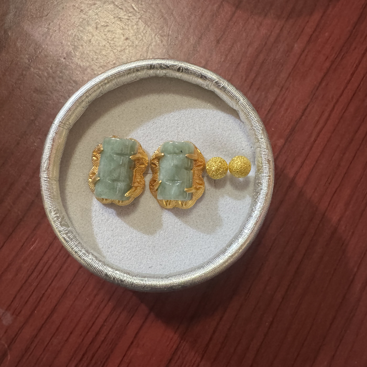 足银耳饰 精致白色气质镶嵌民族风简约宝宝古法银色绿色耳钉