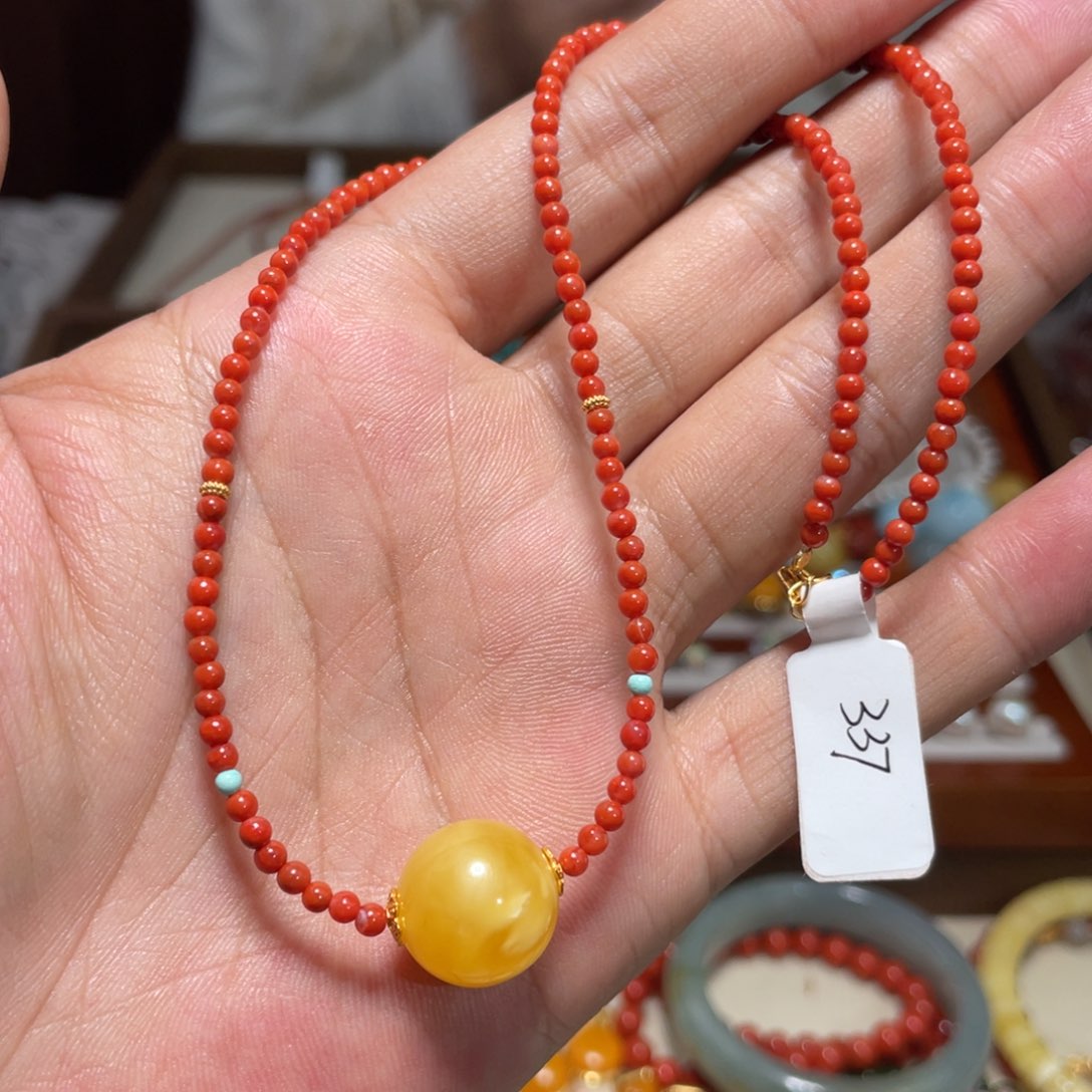 南红玛瑙项链银S925镀金镶嵌