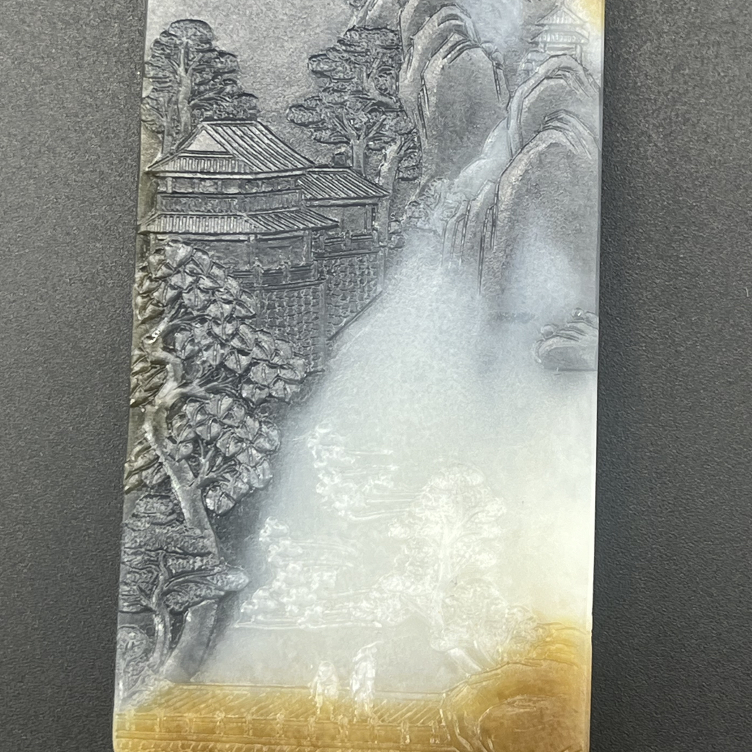 新疆楼兰三彩山水牌