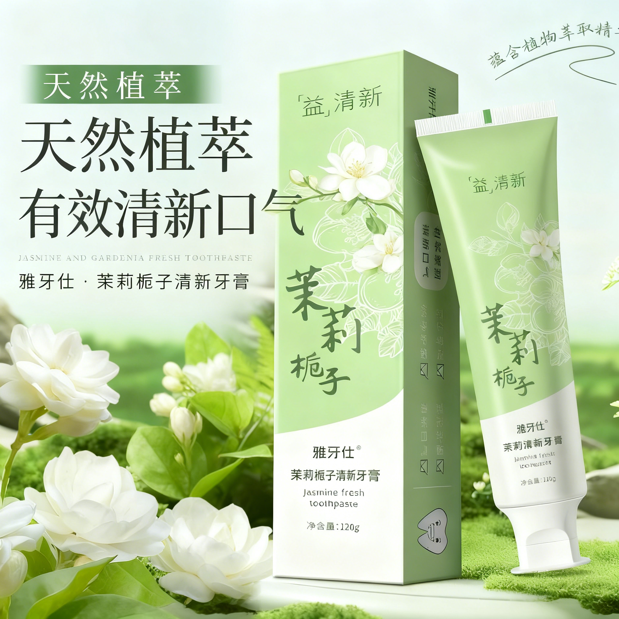 【官方正品】茉莉栀子花牙膏去牙渍持久口气清新清洁口腔护理留香