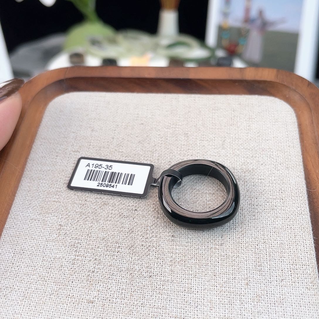 和田玉未镶嵌戒指U22墨青方圆16.2不退换