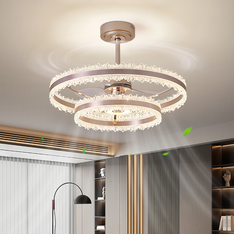 客厅吊扇灯现代轻奢高级感大厅主灯带电风扇一体智能护眼中山灯具