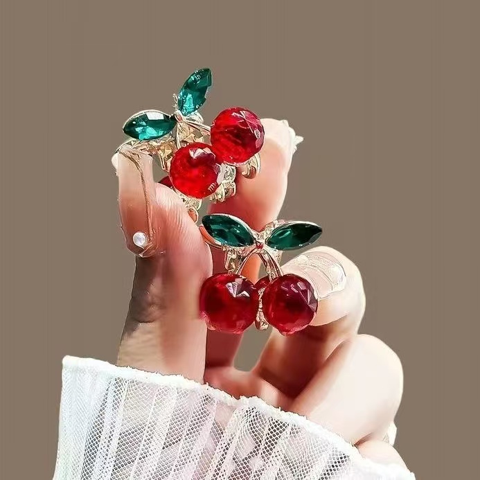 精致樱桃小发夹可爱韩系发饰女迷你抓夹时尚侧边刘海夹对夹头饰品