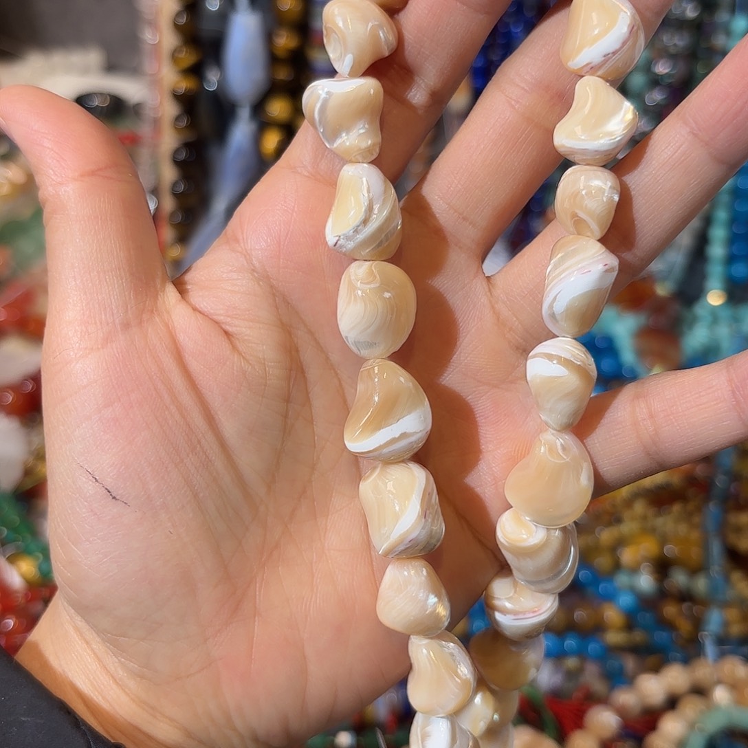 玛瑙/玉髓银S925镀金镶嵌珠宝半成品马蹄螺卡12-17一条