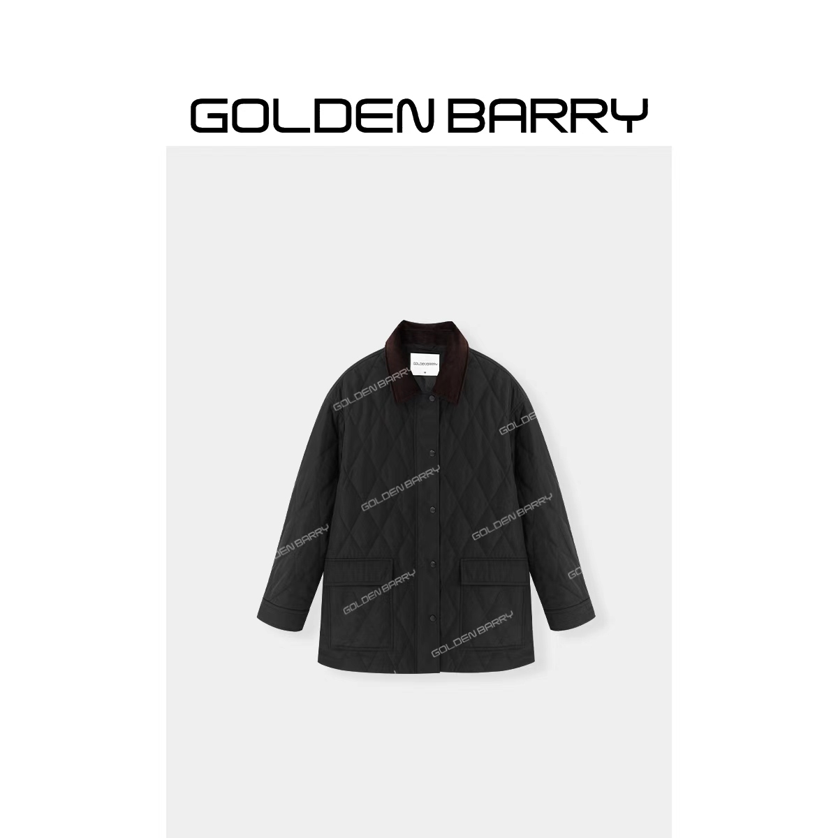 GOLDENBARRY|170014“冬日几何”翻领菱形绗格廓型棉服
