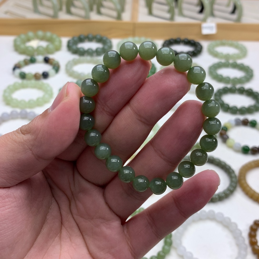 和田玉手串（碧玉7.8）未镶嵌
