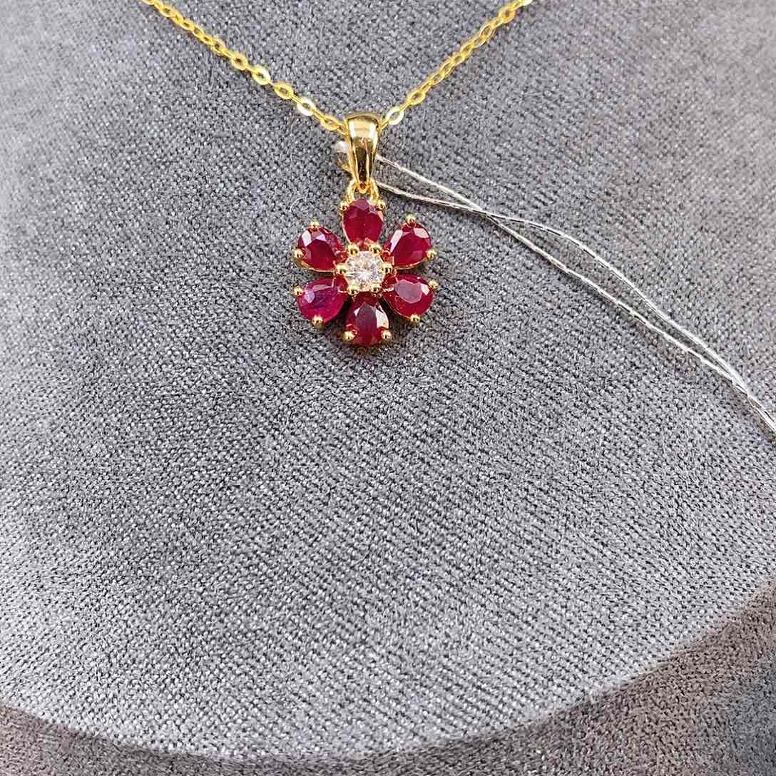 红宝石吊坠(赠链)银S925镶嵌