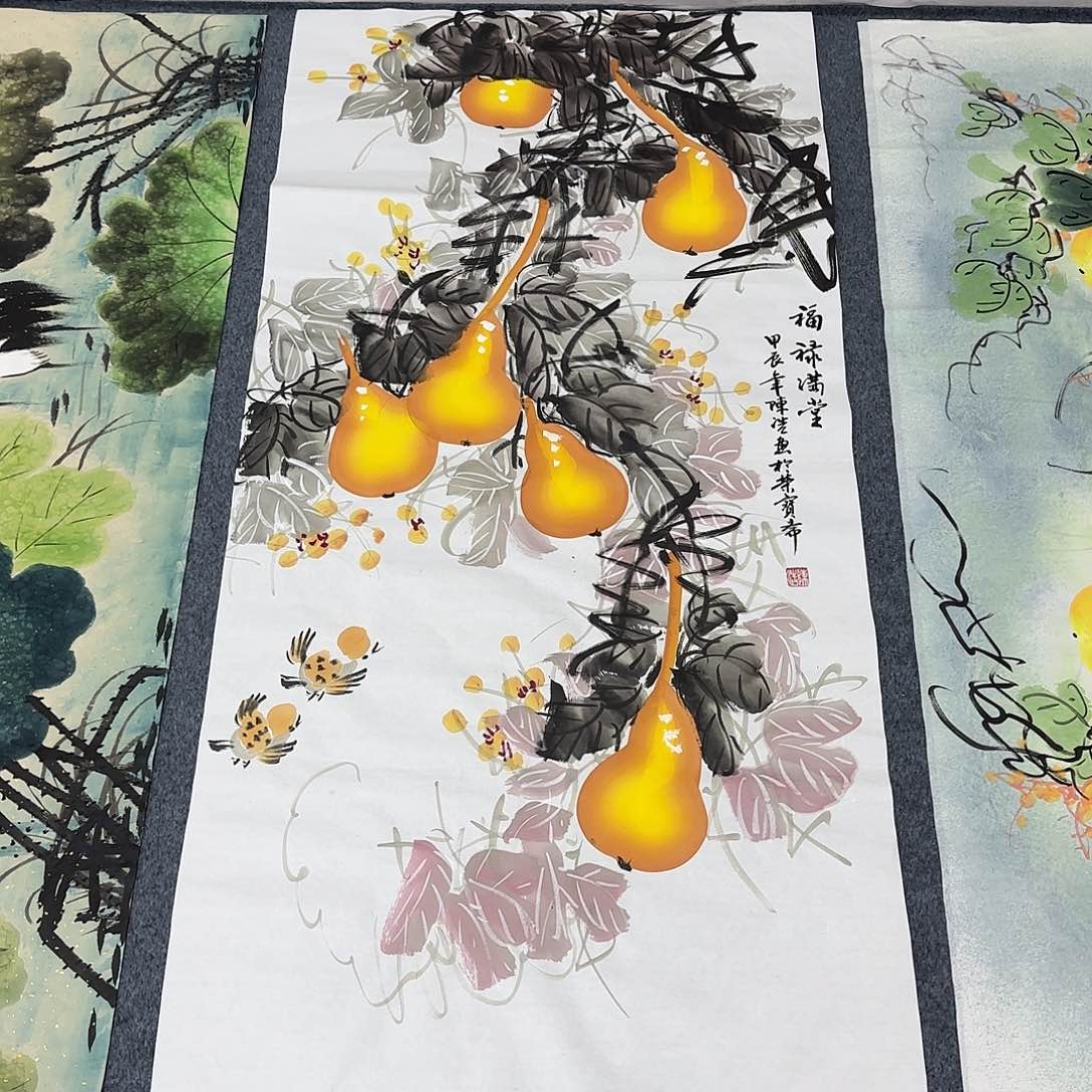 国画尺寸70X138手绘作品 