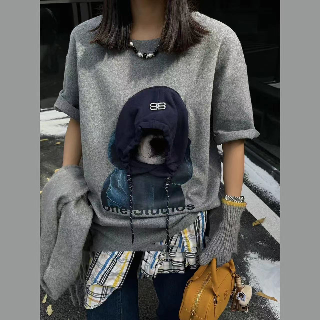 4号链接韩版印花宽松慵懒风T恤、半袖80-180斤（按直播间过号为准）