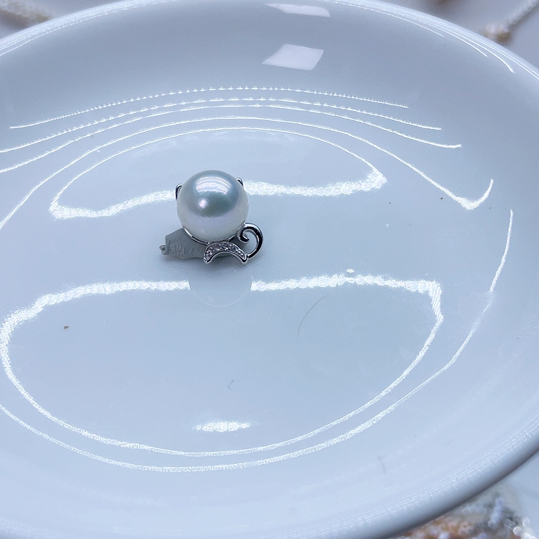 颈饰银S925镶嵌淡水珍珠九*@