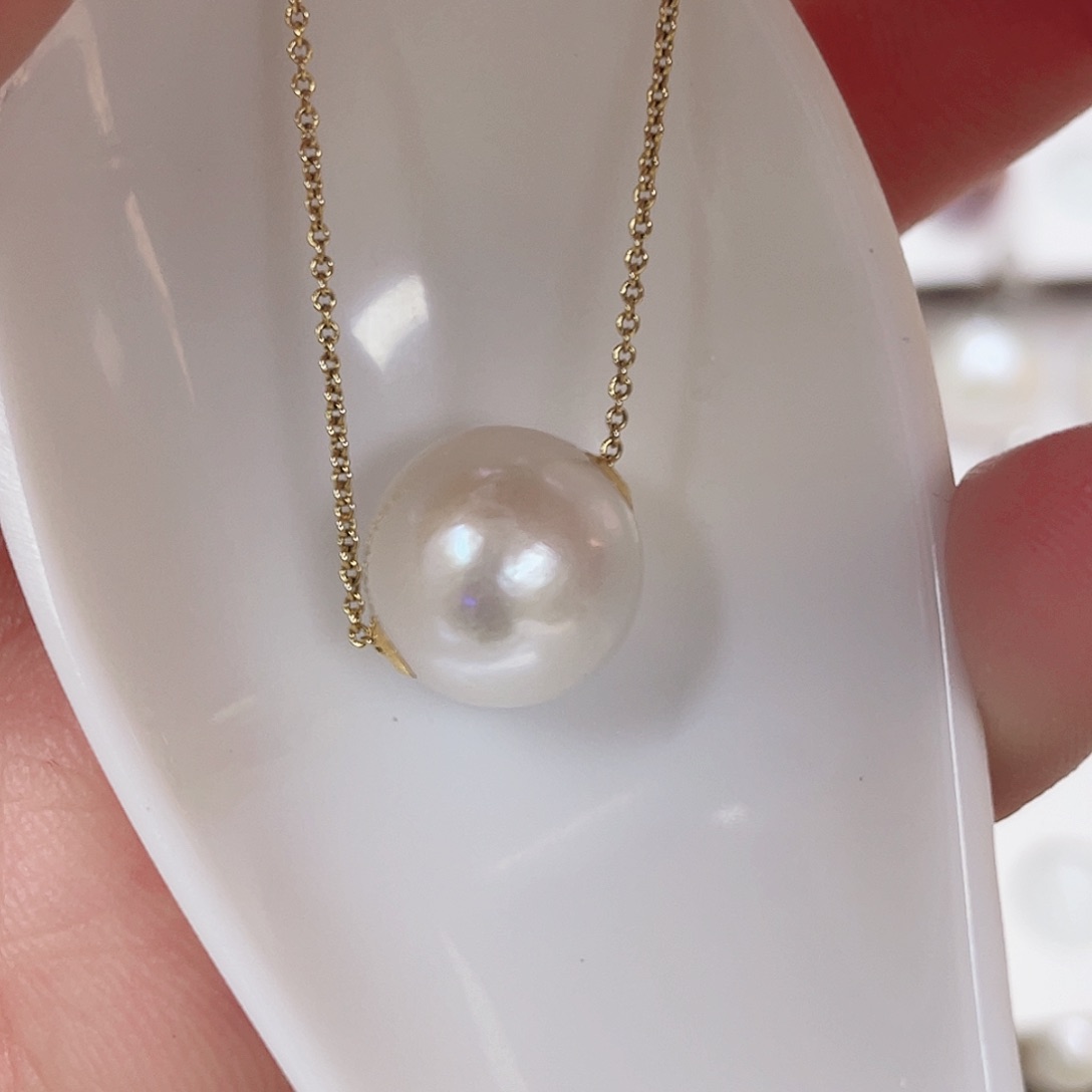 淡水珍珠颈饰18K金镶嵌