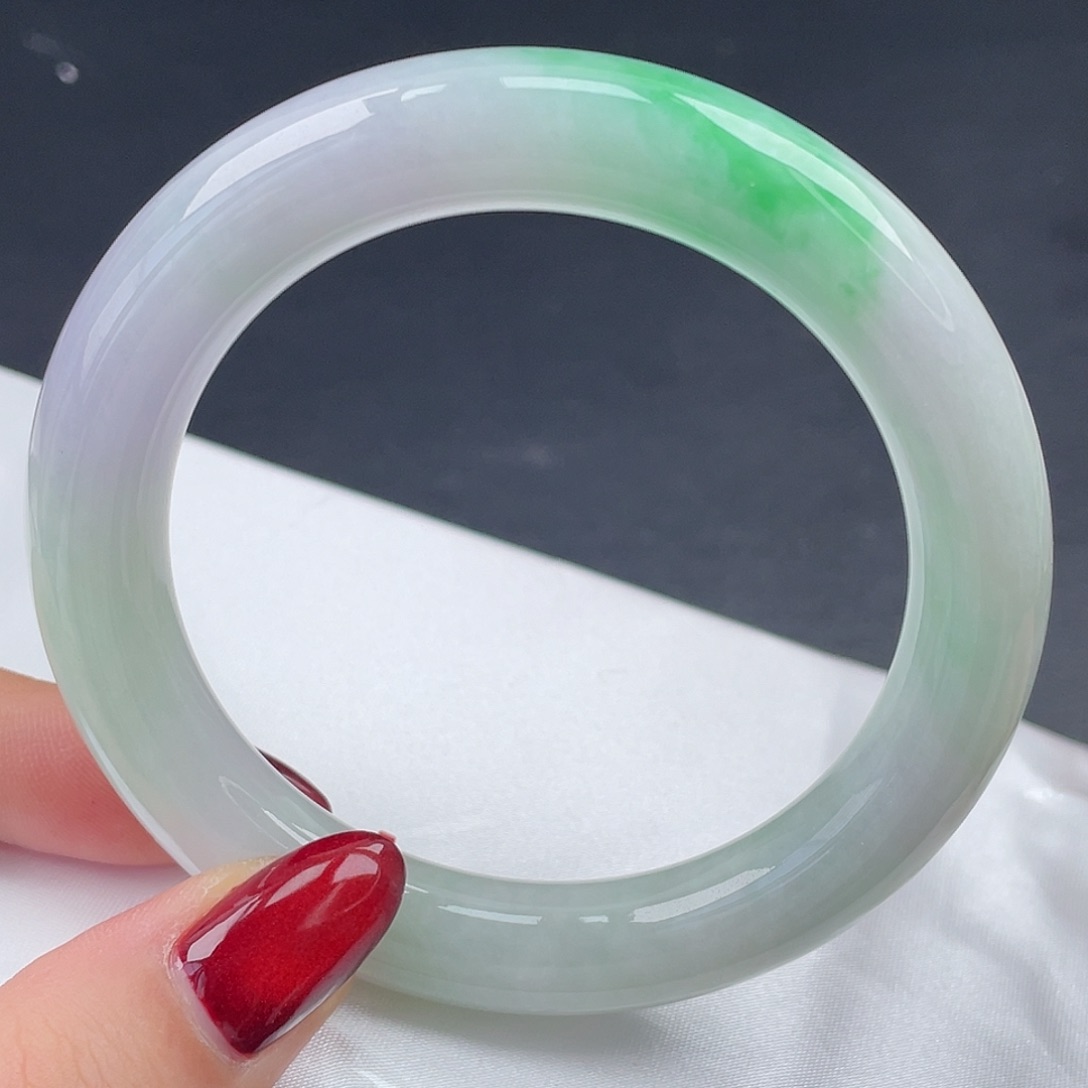 翡翠未镶嵌手镯58圆条