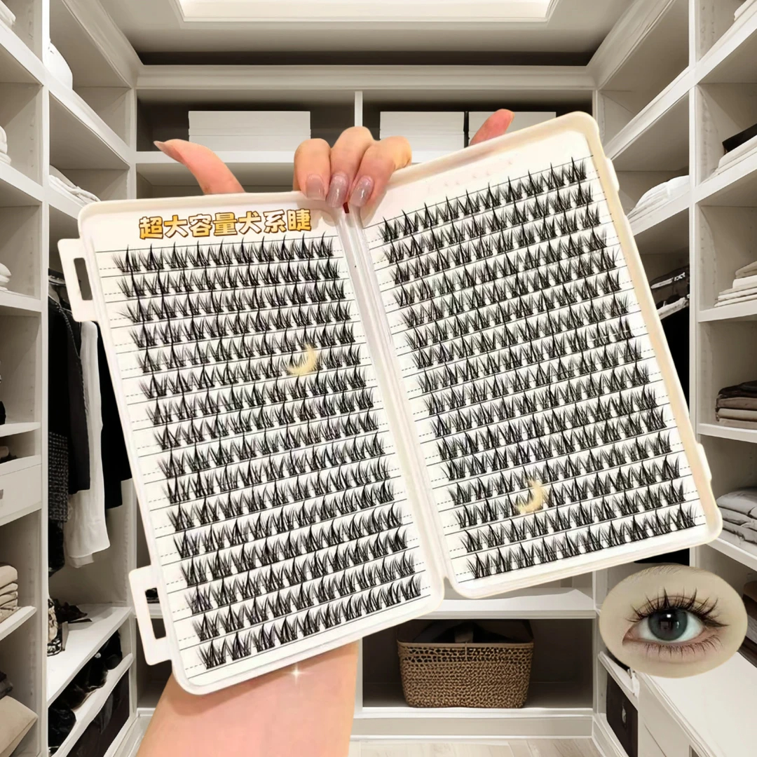 免胶假睫毛犬系狗狗眼自然卷翘浓密无需胶水仿真分段式新手假睫毛