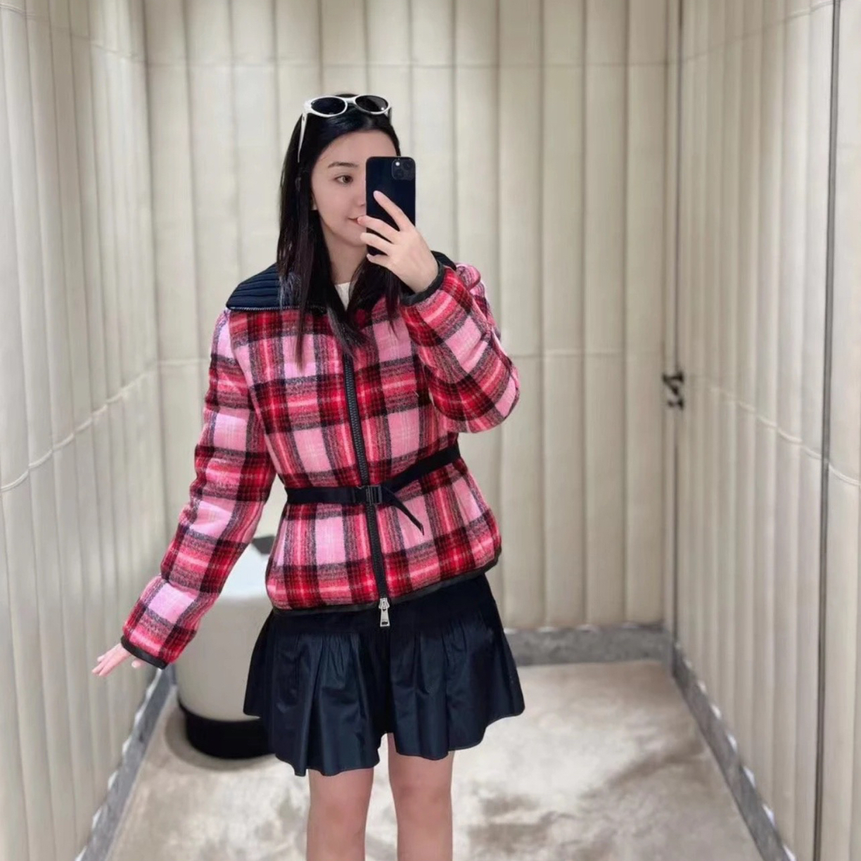 99新 MONCLER aa247 24ssZambeze 格纹羽绒服 2码 羊毛 