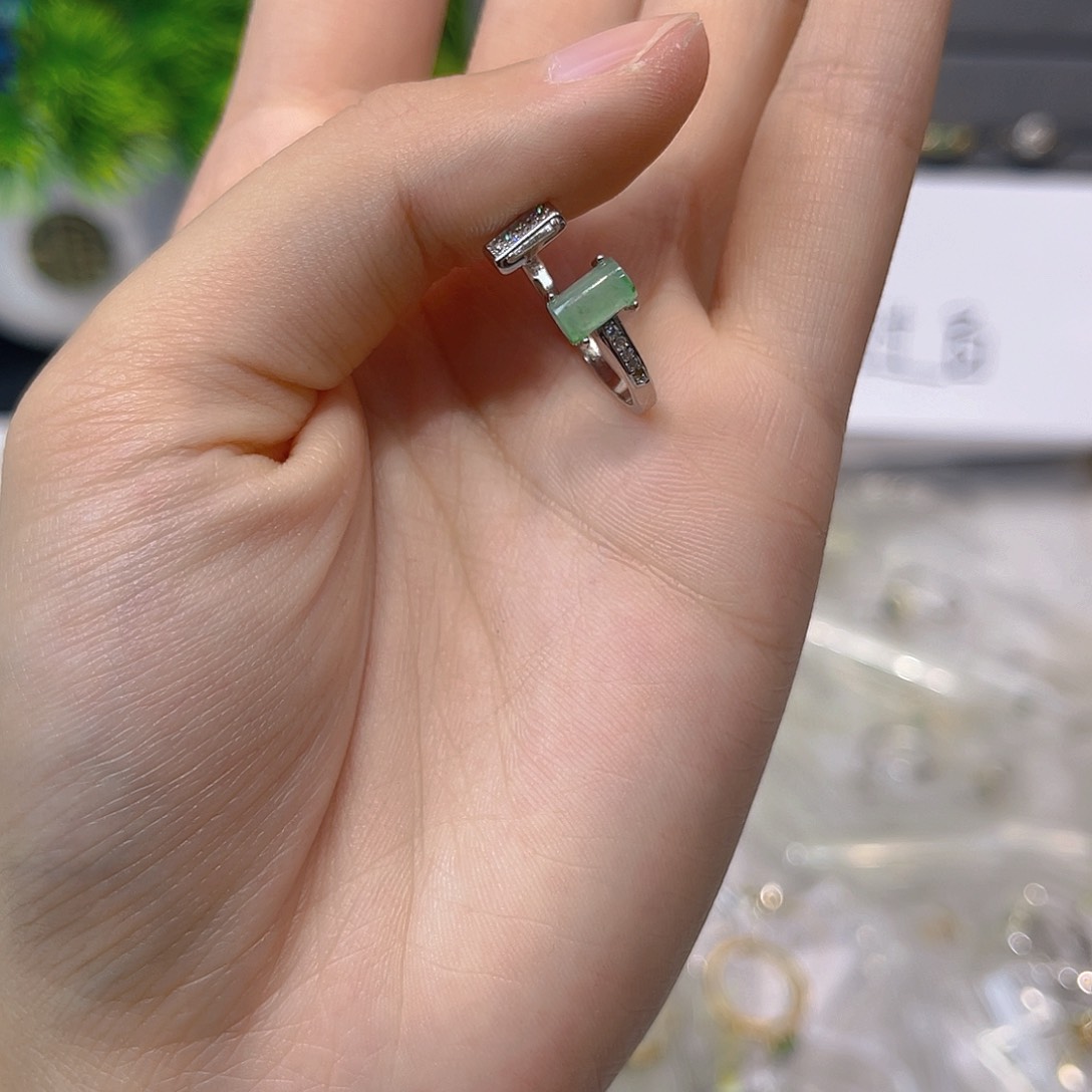 翡翠戒指银S925镶嵌我